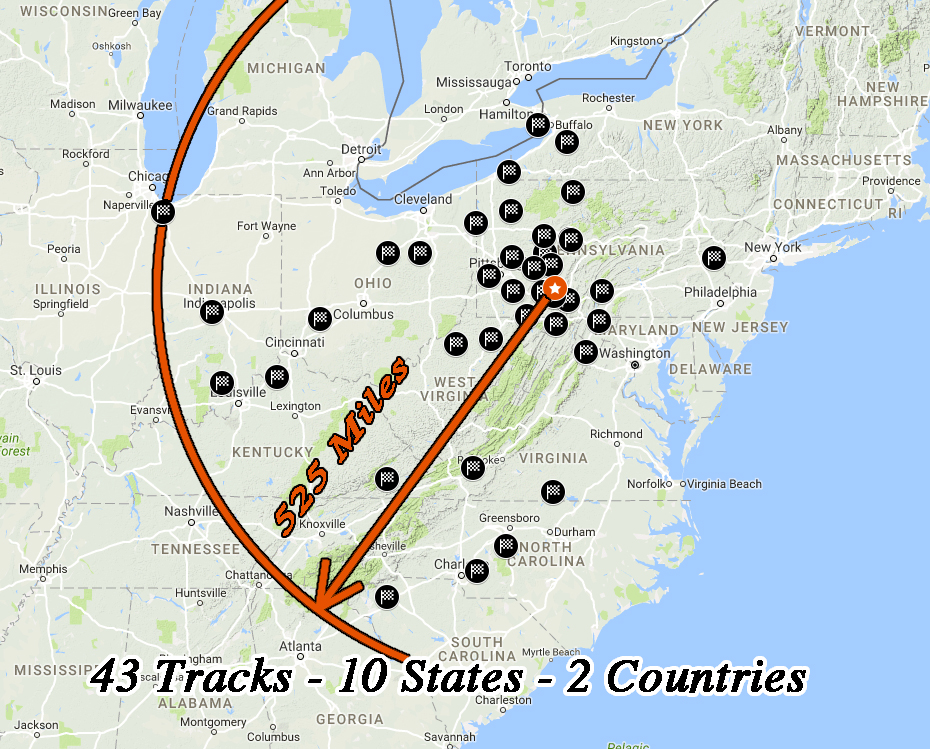 Tracks Raced Map - 2017